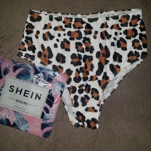 High waisted cheetah print swim suit bottom